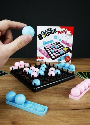 Настільна сімейна гра game bounce party 595-1 ігрове поле, кульки, картки із завданнями, в коробці