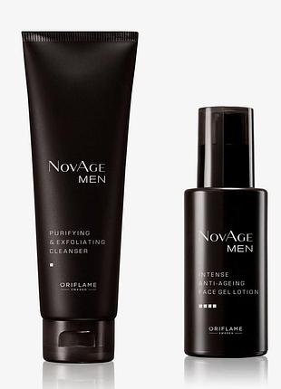 Увлажняющий набор novage men( средство для умывания и скраб 2-в-1, 250 мл+гель-крем против старения кожи novage men