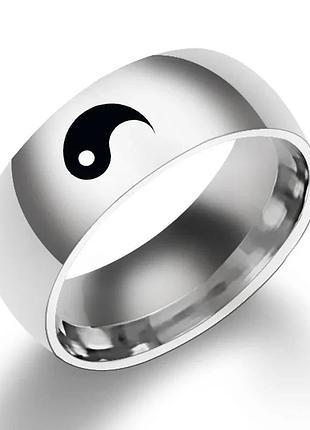 Срібляста каблучка зі знаком інь, розмір 17, 18,19,20,21