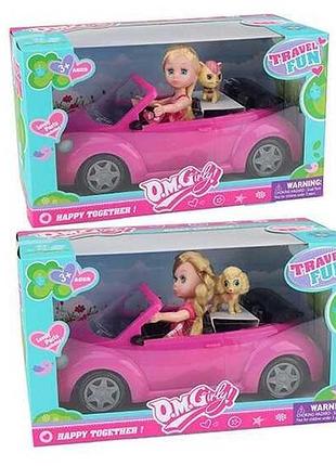 Куколка на машине с питомцем 2 вида, машинка, питомец