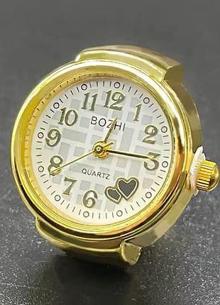 Часы-кольцо на палец с сердечками (цвет-золото) арт. 06402