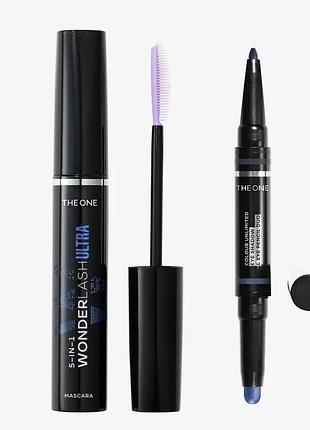 The one wonder lash ultra hd (синяя, 45090) и стойкие тени-подводка colour unlimited duo (лазурно-синий, 43346).