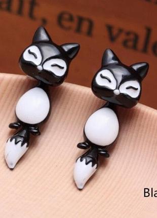 Дитячі сережки чорні "лисички" - розмір сережки 3,5 см, сплав