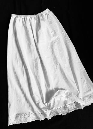 Спідниця нижня біла з мереживом підʼюбник довгий білий з мереживом- m l