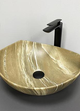 Умывальник накладной vbi ronta 420x385x155мм овальный коричневый vbi-017303