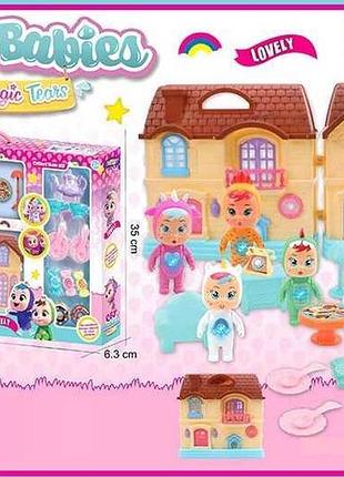 Двоповерховий ляльковий будиночок сластьон з меблями і аксесуарами і 1 лялькою