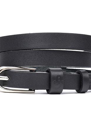 Узкий женский ремень из натуральной кожи grande pelle 11672 черный