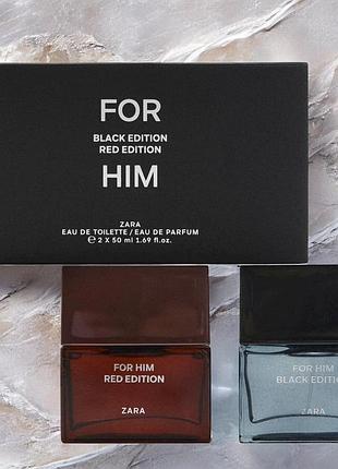Набір zara for him + for him red edition edp, 2x 50 мл (1.69 fl. oz)
