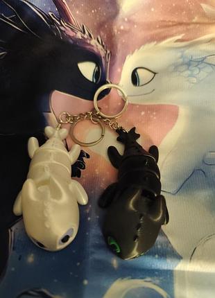 3 d подвижная модель игрушка фигурка пластик дракон черный беззубик и белая фурия приручить дракона брелки