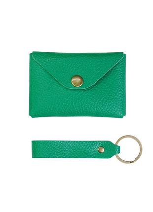 Кожаный мини кошелек, зеленый флотар "mini-01"