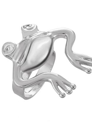 Каблучка сріблястого кольору у вигляді жабеня, зміна кольору