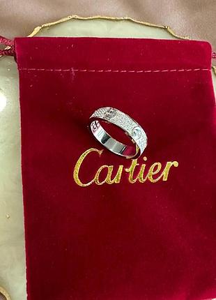 Cartier кольцо love с мелким цирконием / картье кольцо с мелкими камнями в белом золоте