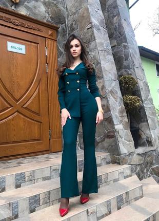 Комбинезон клеш очень красивого бутылочного зеленого цвета