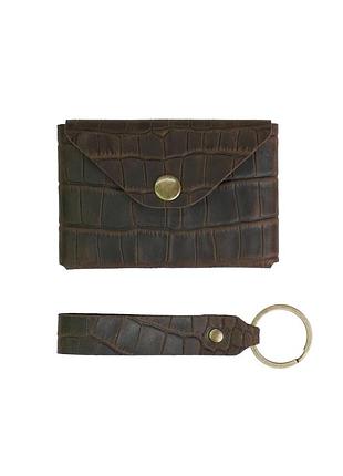 Кожаный мини кошелек, шоколад крокодил "mini-01"