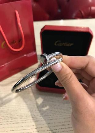 Cartier браслет цвях покриття білим золотом / картьє браслет цвях із цирконієм на капелюшці