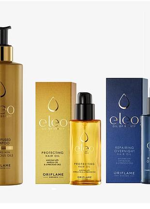 Розкішний набір для відновлення волосся eleo golden elixir (шампунь 250 мл + олія 50 мл + олія 50 мл) з еліксиром з 6 олій