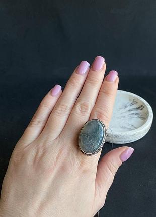 Моховий агат кільце овал із натуральним агатом каблучка з агатом моховим 18,5 р