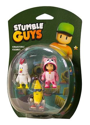 Набор коллекц фигурок stumble guys - цыпленок, банан, мяумер