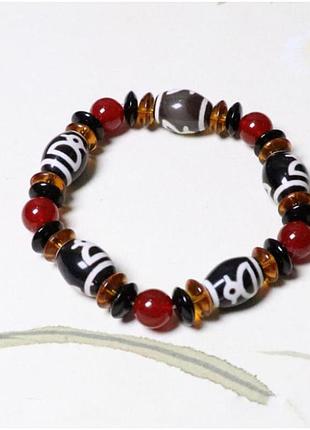 Браслет дзі бог багатства, браслет зневоднення, браслет амулет, намистина дзи багатство