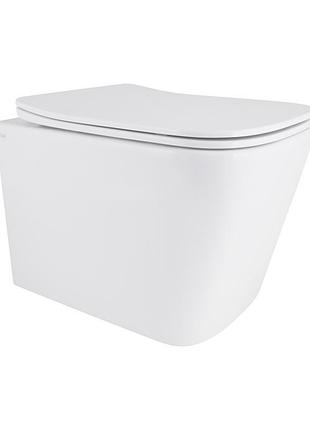 Унитаз подвесной безободковый белый q-tap tern с сиденьем с микролифтом qt17332303asw