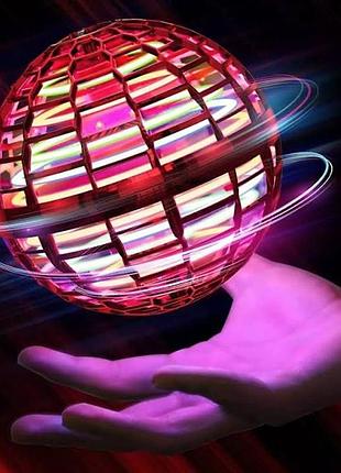 Летающий шар-спиннер с подсветкой flying spinner, 9,5 см, красный