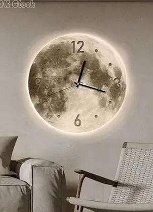 Настінний годинник "місяць" з led підсвічуванням nch-50-50 арабські+точки