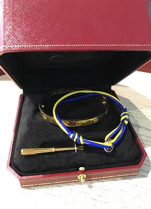 Cartier браслет цвях і браслет нитка жовто-блакитна / cartier браслет і шовковий браслет