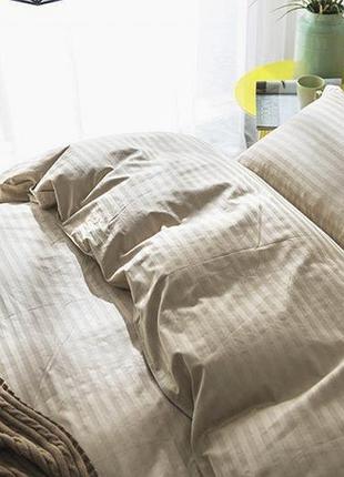 Постельное белье сатин-страйп lux beige двуспальный