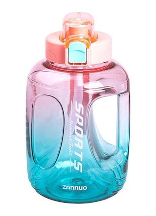 Бутылка для воды спортивная 1.6 л пластиковая с трубочкой с ремешком 22 см розовая hp-14-35p