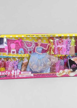 Кукла в стиле барби с нарядами и мебелью, аксессуары