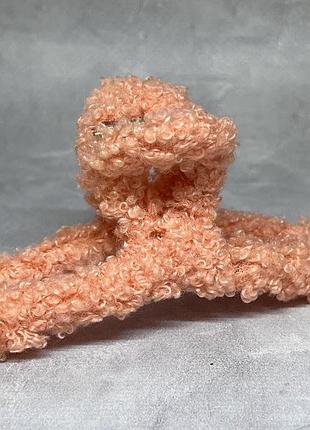 Краб-заколка для волос 11 см с тканью букле, пластик, персиковый, 1 шт, арт 019242, персиковый