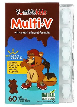 Yumv's, multi v, с мультиминеральной формулой, со вкусом молочного шоколада, 60 мишек
