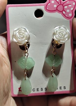 Клипсы (без прокола) серьги сережки серебристый металл пр-во корея accessories верх -роза