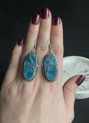 Апатит натуральний сережки овальні апатит кульчики з апатитом. індія