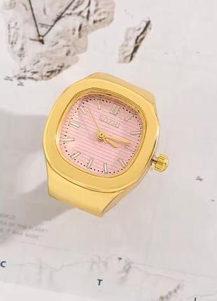 Часы-кольцо на палец кварцевые цвет - золото (розовый циферблат) арт. 06356