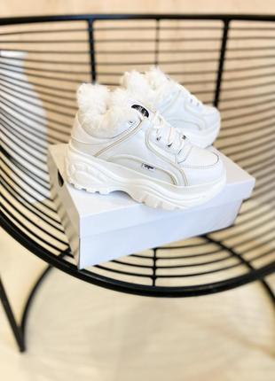🌼❄️🌼buffalo london white fur🌼❄️🌼жіночі білі зимові кросівки буффало на платформі1 фото