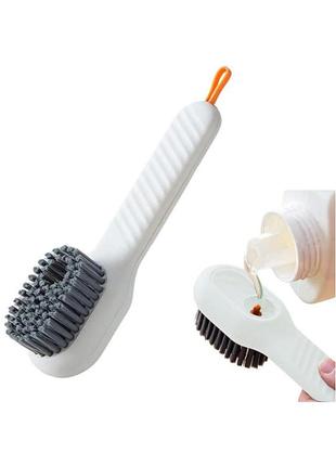 Щітка для миття посуду взуття одягу з дозатором миючого засобу біла