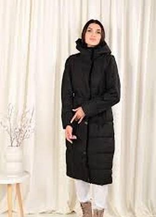 Куртка довгв жіноча cіра і чорна 48,50,52,54,56 рр