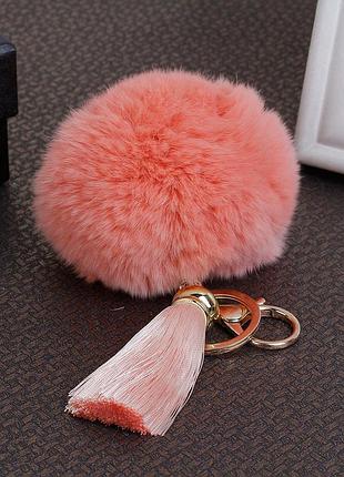 Искусственный шелк + кроличья шерсть, для сумки, рюкзака, помпон, золото, персиковая кисточка, 12 см + 3 см