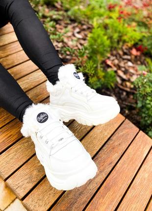 🌼❄️🌼buffalo london white fur🌼❄️🌼жіночі білі зимові кросівки буффало на платформі7 фото