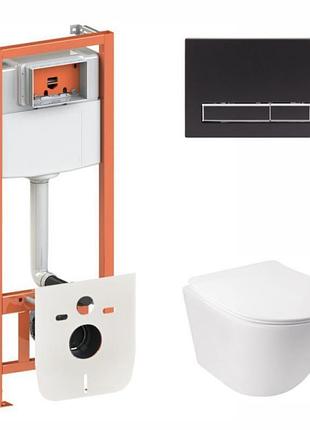 Комплект инсталляции q-tap nest/jay кнопка черная безободковый унитаз крышка микролифт qt07335177w45139