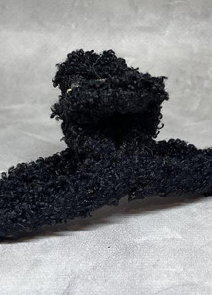 Краб-заколка для волос 11 см с тканью букле, пластик, черный, 1 шт, арт 019240, черный