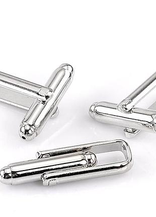 Запонка, основа, сріблястий тон, 27 мм x 7 мм, ціна за 1 штуку