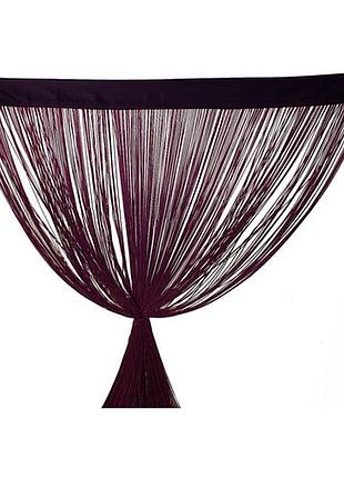 Штора из нитей 100х290 см синтетическая баклажановая декоративная