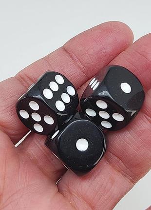 Кубик гральний, акриловий (колір-чорний з білим, 16 мм.) 1 шт. арт. 06326