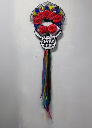Підвісний декор череп санта муерте карнавальний з дефектом