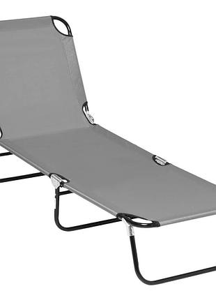 Раскладушка folding bed шезлонг для отдыха 185 х 56 х 26 см (mh-3300) серый