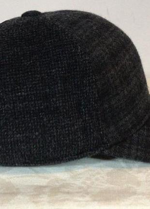 Бейсболка чоловіча чорна 56-58-60 з кашеміру двоколірна 62 62