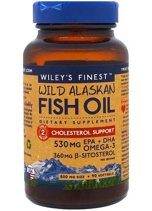 Wiley's finest, аляскинский рыбий жир, поддержка уровня холестерина, 90 капсул в мягкой оболочке