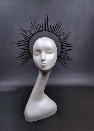 Обруч с черными лучами в блёстках holly